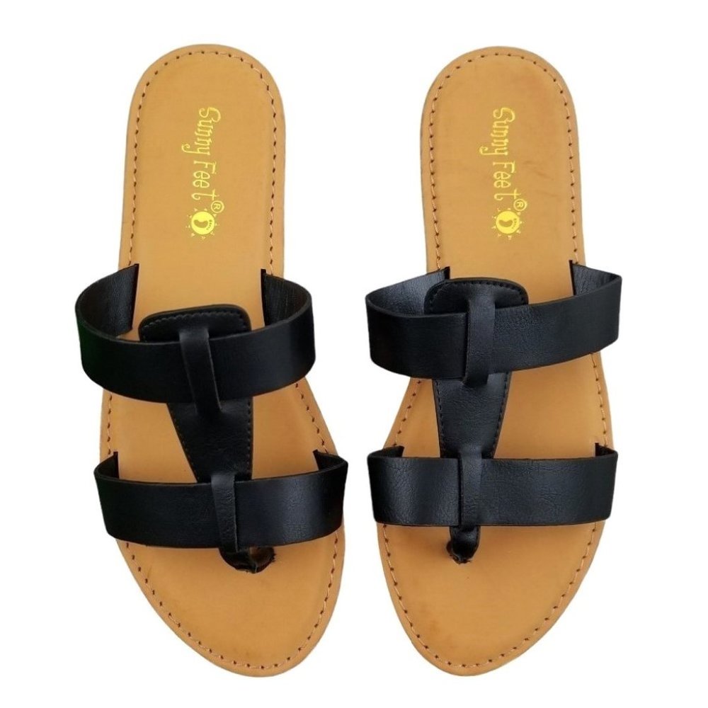 Faux Leather Caged Sandals Black